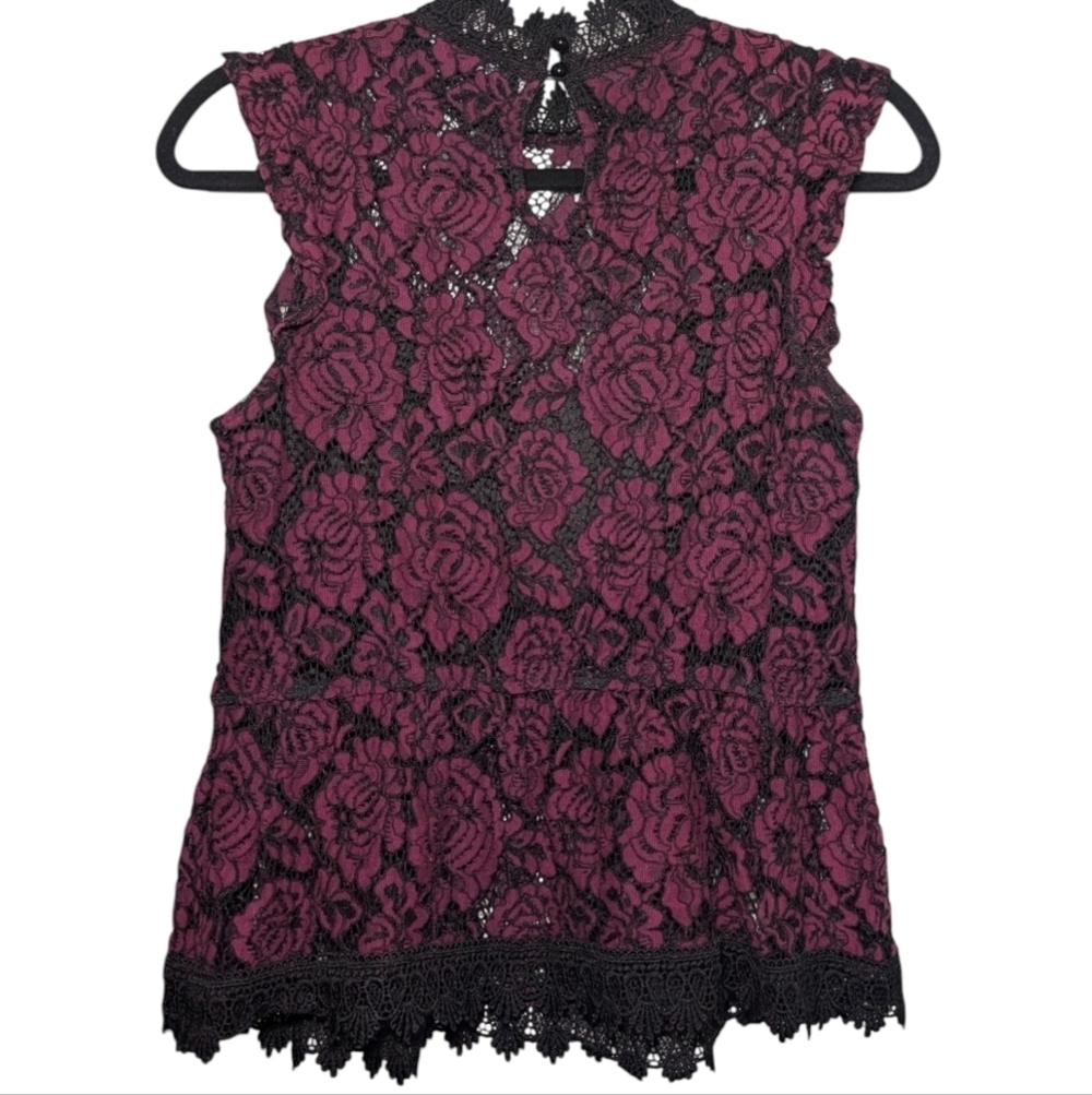 Haute Monde Red and Black Embellished Sleeveless Blouse - Picture 4 of 7